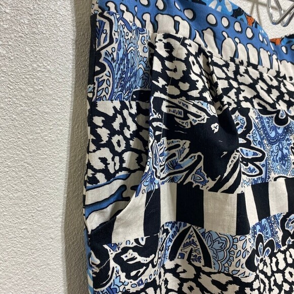 Leo & Ugo Blue Baltic Casual Relaxed Crop Pants Size 3 Medium - Picture 2 of 9